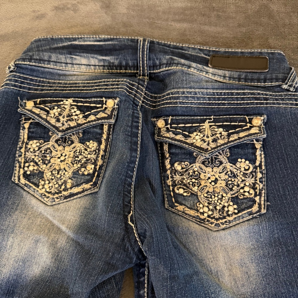 WallFlower Vintage Denim Jeans Womens Size 3 Regular‎ Embellished Pockets 28x33"